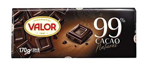Valor - Chocolate Negro 99% - Sin Gluten. Tableta de Chocolate Negro para Amantes del Chocolate, blend de cacaos Valor.
