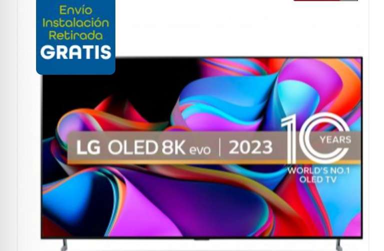TV OLED - LG OLED77Z39LA, 77 pulgadas, α9 AI 8K Gen6, Dolby Atmos, Magic Remote +Instalación Gratis