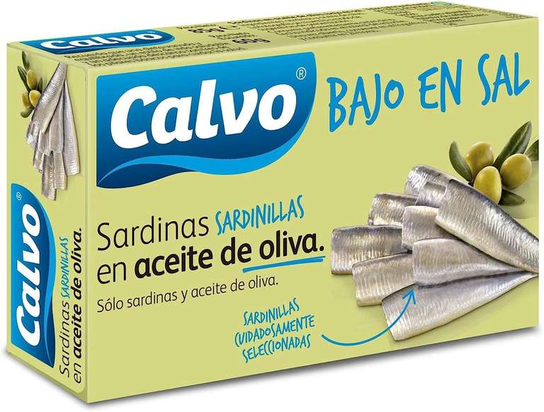 Calvo Sardinillas en Aceite de Oliva Baja en Sal, 85g - Ideal para una alimentación cardiosaludable