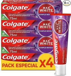 Pack 4 Colgate Max White Purple Reveal Pasta de Dientes Blanqueadora, 75ml