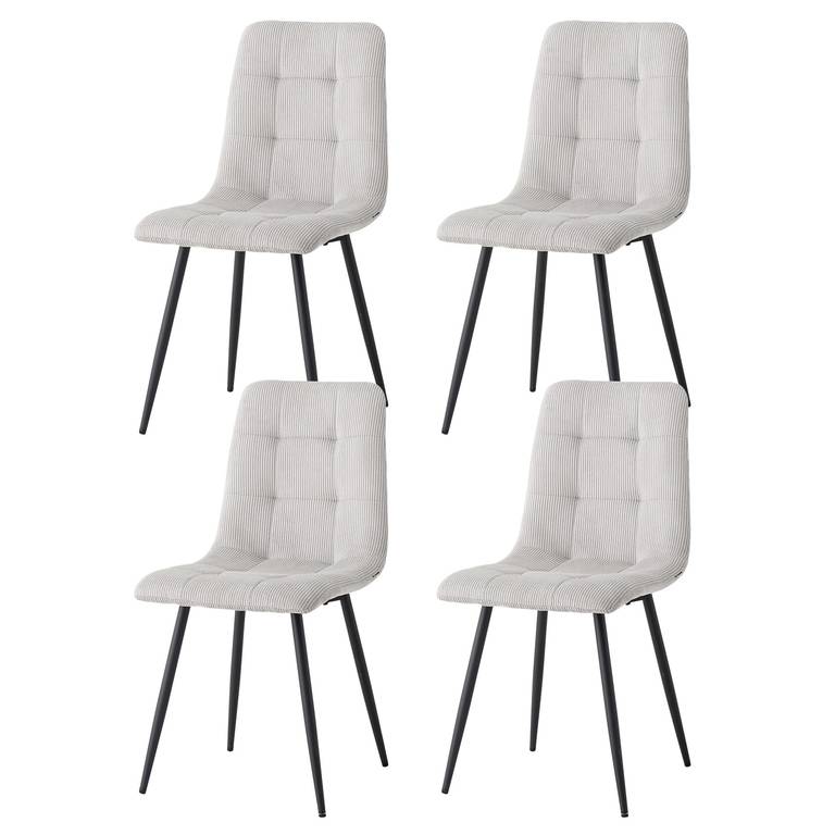 PACK 4 Sillas Asiento Tapizado de Pana – Patas de Metal
