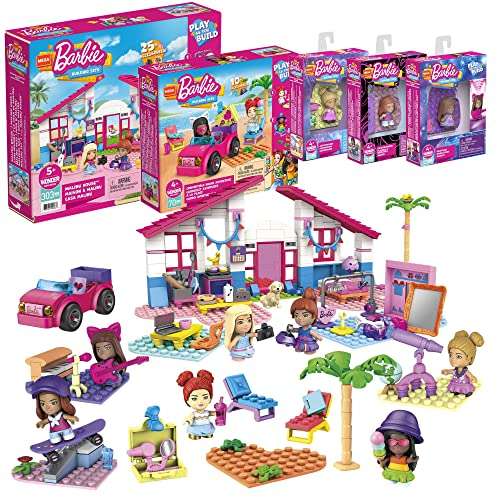 Mega Construx Barbie Multipack Casa de Malibú con otros set de juego con muñecas con bloques de construcción y accesorios de juguete