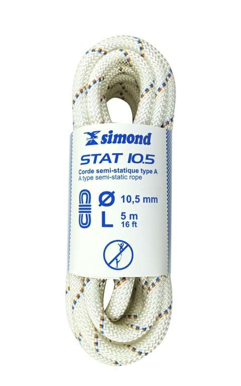 SIMOND. Cuerda Semiestática 10,5 mm x 5 m - STAT 10,5 Blanco