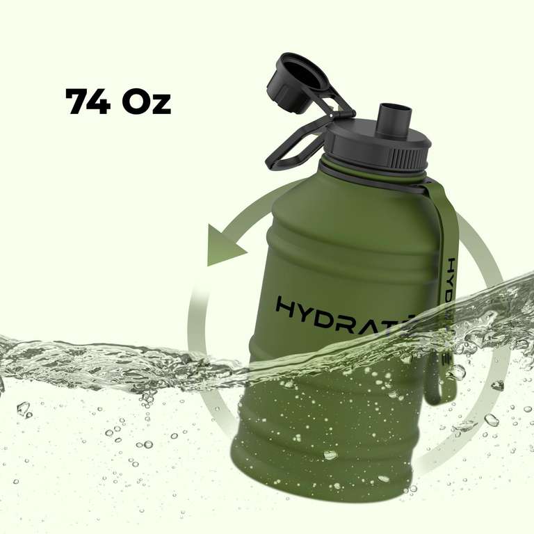 HYDRATE Botella De Agua De Acero Inoxidable De 2,2 Litros, Botella