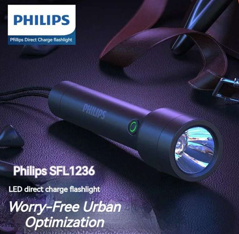 Linterna Philips, batería 18650 mAh. 4 modos, 300 lúmenes, impermeable, aluminio