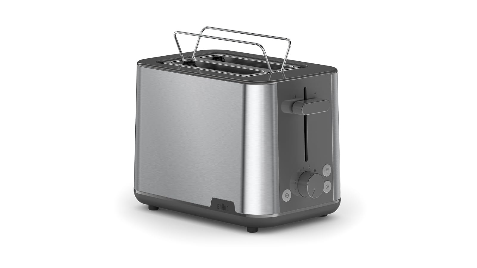 Braun PurShine HT1510GY, Tostadora de 2 ranuras, 8 niveles de tostado, funciones de calefacción y descongelación, bandeja para migajas 900W