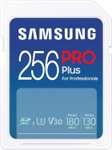Samsung PRO Plus Tarjeta de memoria SD, 256 GB, 180 y 130 MB/s, Full HD & 4K UHD, UHS-I, U3, V30, A2. En 128Gb por 13,5€.