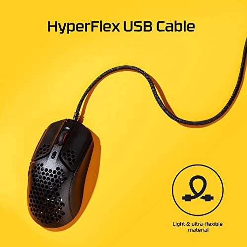 HyperX Pulsefire Haste – Ratón para Juegos – Ultraligero, 59 g, Cable Hyperflex, hasta 16.000 PPP, 6 Botones programables