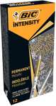 BIC Intensity Rotuladores Permanentes de Punta Cónica Media - Metálicos, Caja de 12