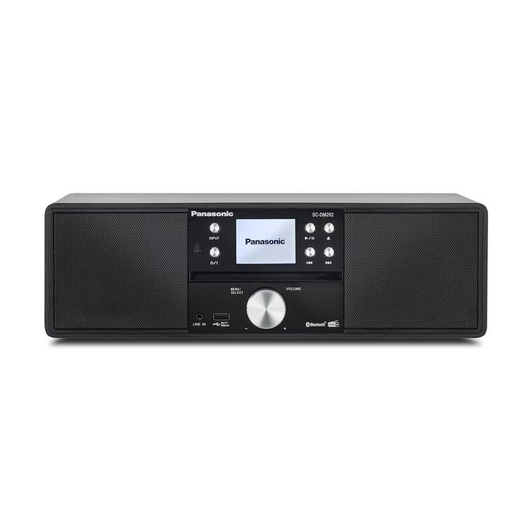 Panasonic SC-DM202EG-K Sistema Estéreo Micro Hi-Fi Compacto con CD, Radio Dab+/FM, USB y Bluetooth, 24 W, Pantalla LCD TFT de 2,4″, Negro.