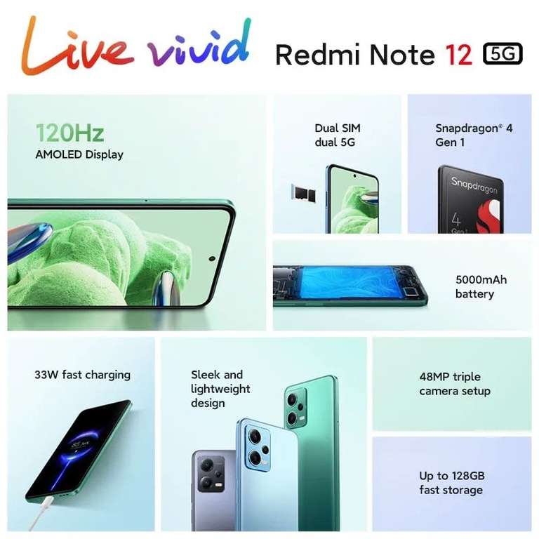 Xiaomi Redmi Note 12- Smartphone 4GB RAM 128GB 5G