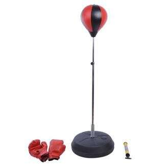 Saco de boxeo de pie altura ajustable 43x145 cm negro y rojo