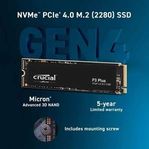 Crucial P3 Plus 2TB PCIe Gen4 3D NAND NVMe M.2 SSD, hasta 5000 MB/s