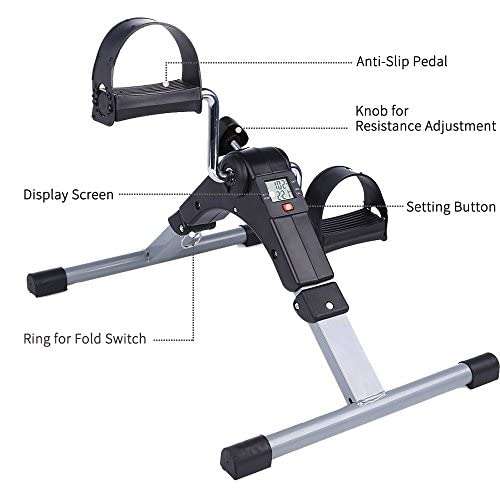 himaly Mini bicicleta de ejercicio plegable portátil para el hogar Pedal ejercitador gimnasio fitness brazo pierna entrenamiento