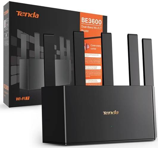 Router Wi-Fi 7 Tenda RE3L BE3600 (Doble Banda | WiFi Mesh | 3x Puertos Gigabit | 5 Antenas | MLO | NFC | WPA3)