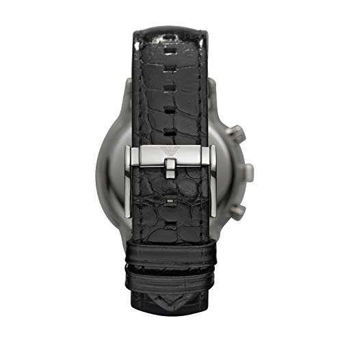 Emporio Armani Reloj para hombre, Movimiento cronógrafo, caja de acero inoxidable plateado/acero de 43 mm con correa de piel, AR2447