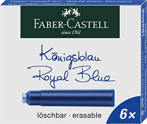 Faber-Castell 185506 - Cartuchos de Tinta estándar, 6 unidades), color azul