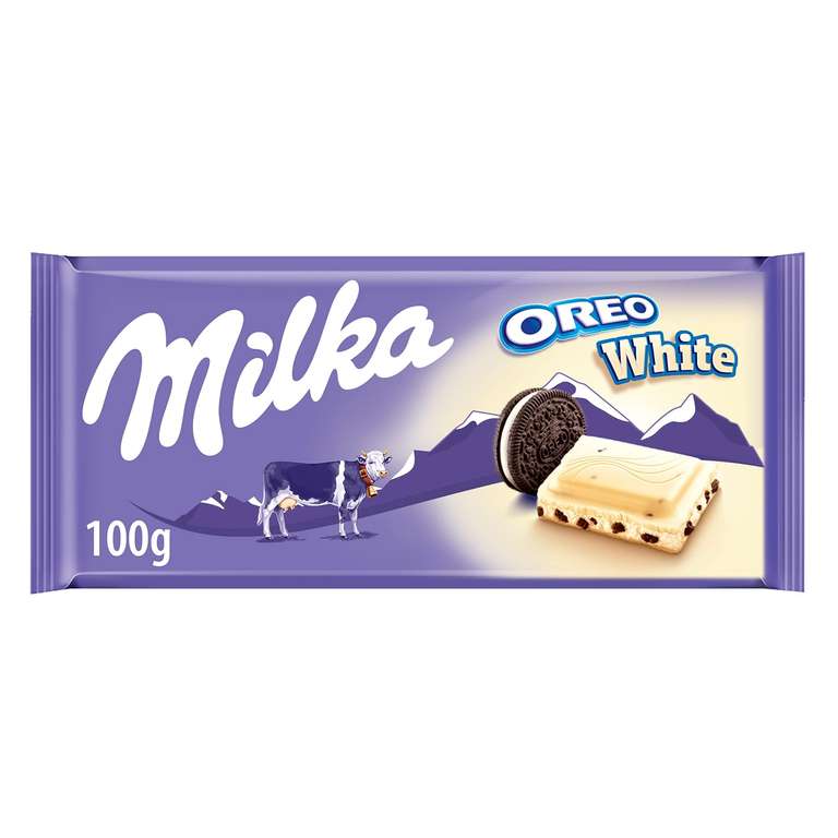 Milka Oreo Tableta de Chocolate Blanco con Trozos con Galleta Oreo y Relleno de Vainilla 100g