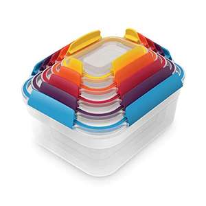 Joseph Joseph, Tuppers en plástico 5 piezas, recipientes para alimentos con tapa, herméticos, sin BPA - Multicolor