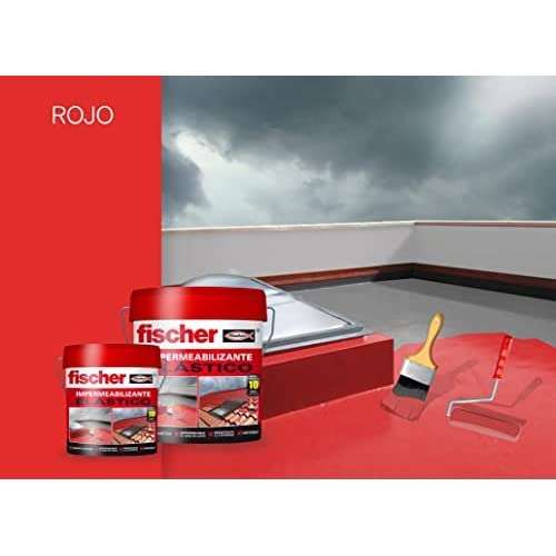fischer - Pintura impermeabilizante (cubo 20kg) Rojo con fibras