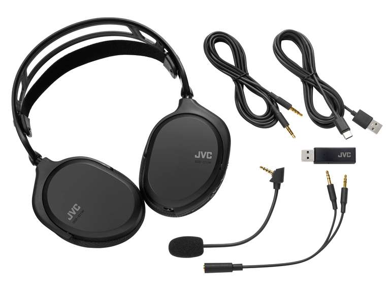 JVC Auriculares Gaming Inalámbricos Ultraligeros (199g) con Micrófono Desmontable, Baja Latencia y Almohadillas adaptativas.