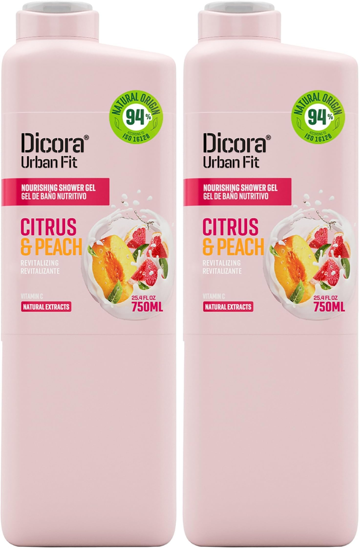 Dicora Gel de Baño Vitamina C Citrus & Peach - 750 ml (Paquete de 2)