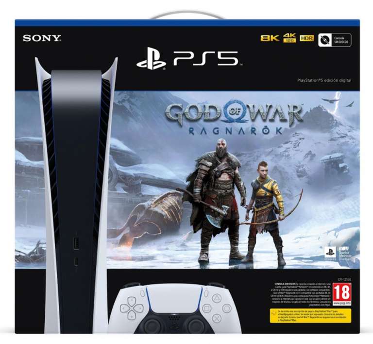 PS5 -Edición Digital + God Of War Ragnarok. 825 GB.