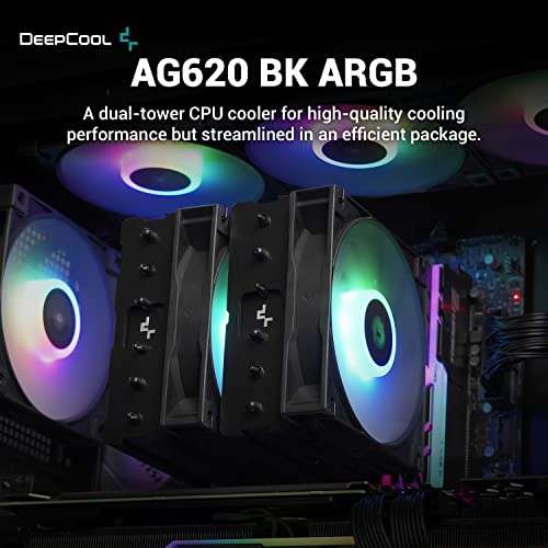 DeepCool AG620 BK ARGB - Refrigerador de CPU (Precio con cupón del 20% de descuento)