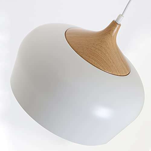 Lámpara Britta M, suspensión de metal, 60 W, blanco, diámetro 35 x altura 27 cm