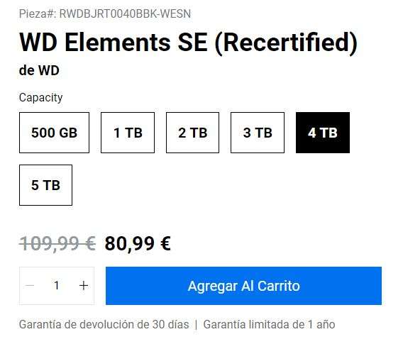 WD Elements SE 4TB (Recertified)