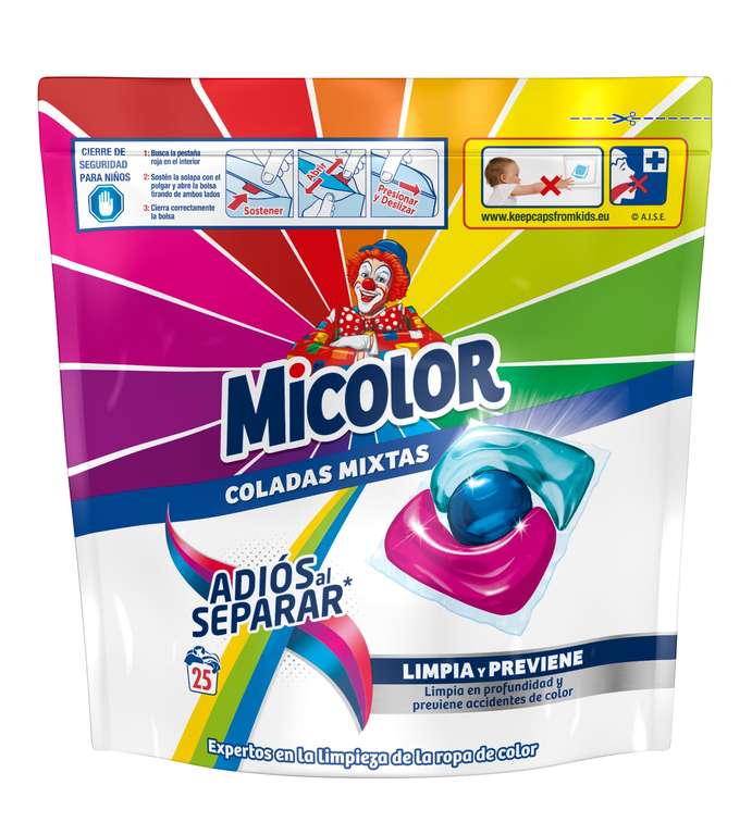 Micolor Detergente en Cápsulas Jabón para Ropa de Color 8 cajas x 25 dosis, Total: 200 dosis (compra recurrente)