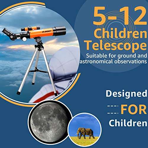 Telescopio para Niños Principiantes, 360/50mm con Trípode Súper Liviano