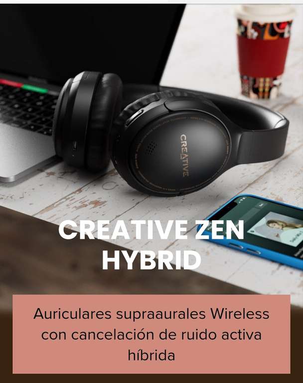 Auriculares Creative zen con cancelación de ruido hibrida