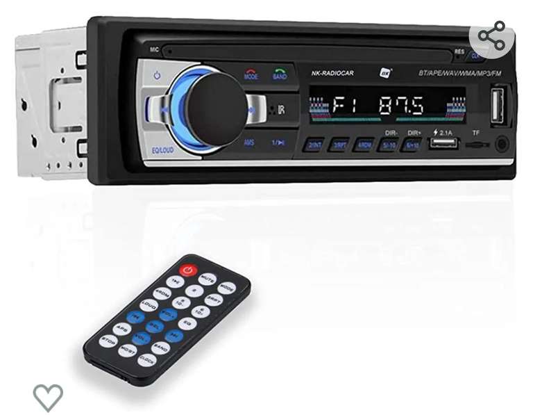 Auto Radio Coche - 1 DIN - 4x40W - Bluetooth 5.0, Función AUX, Reproductor MP3 y x2 USB, FM