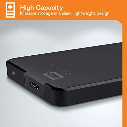 Disco duro externo portátil de 5 TB con USB 3.0, color negro