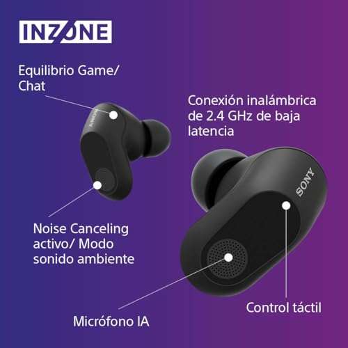 Sony INZONE Buds, Auriculares True Wireless Gaming, Transceptor de Baja latencia, Compatible con PC y PS5, color negro