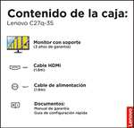 Lenovo C27q-35 - Monitor 27'' QHD, panel VA, 75Hz, 4ms, HDMI+DP, FreeSync