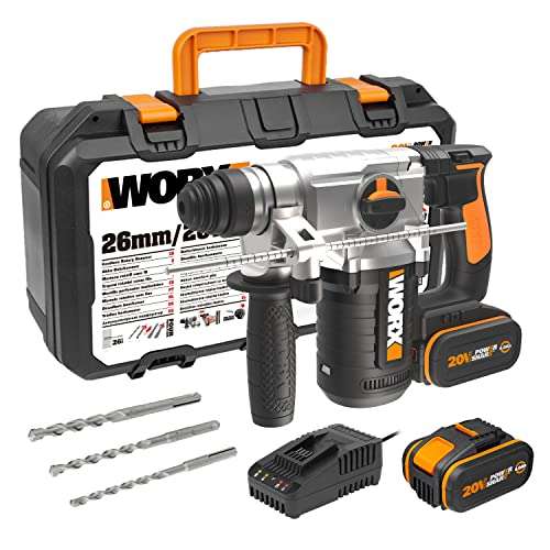 Worx WX392 Martillo Perforador 20V + 2 Baterías 4.0Ah + 3 Brocas + Maletín