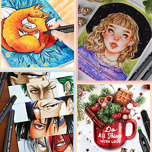 Vallteng 80 Color Rotuladores Arte Dibujo Marcadores Arte Marker Pen Set de Pintura y Dibujo para Niños y Adultos