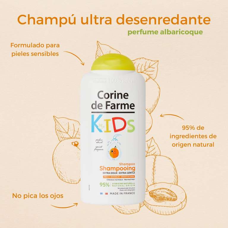 Bote de champú para niños con piel sensible con 95% ingredientes naturales (300ml)-CORINE DE FARME