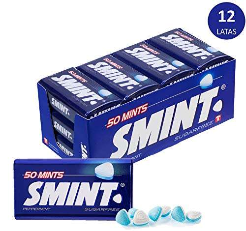 Smint Tin Menta, Caramelo Comprimido Sin Azúcar - 12 unidades de 35 gr. (Total 420 gr.)