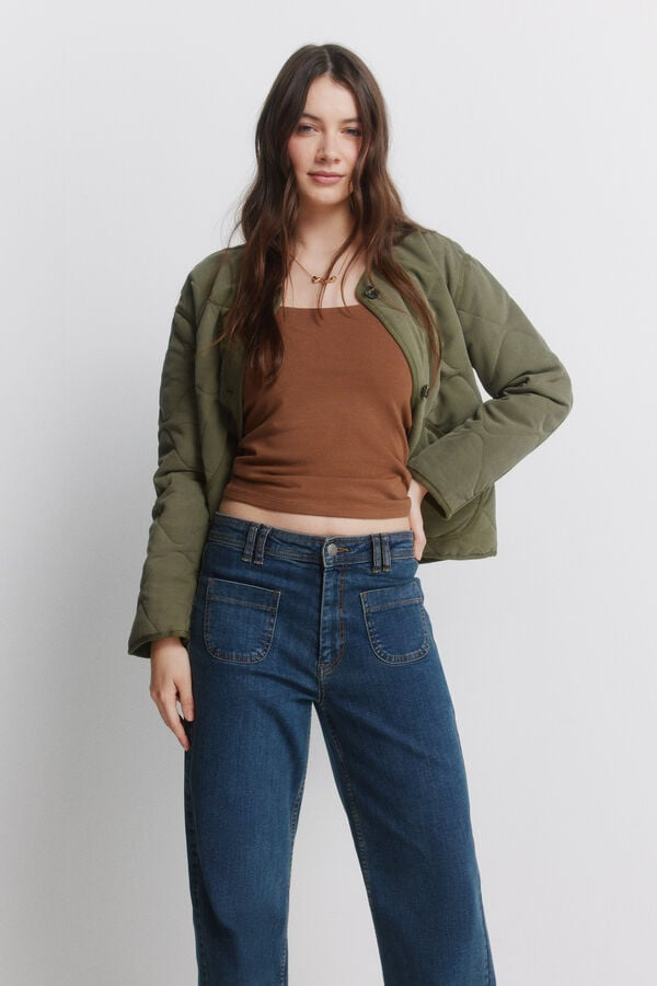 Springfield Jeans super flare de talle alto, 2 colores.
