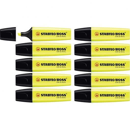 STABILO Boss Original 10 Marcadores Fluorescentes Amarillo