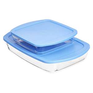 Recipientes aptos para horno para hornear y almacenar alimentos, con tapas sin BPA, rectangulares (3,6 l) y cuadrados (1,6 l)
