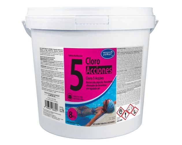 Cloro para piscina 5 acciones 8 kg