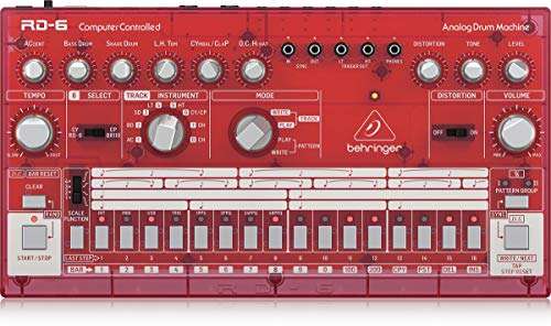 Caja de ritmos Behringer RD-6-SB analógica clásica con 8 sonidos de batería, secuenciador de 16 pasos y efecto de distorsión