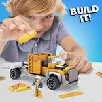 Mega Construx Hot Wheels Camión de transporte y coche con 180 bloques de construcción con 2 figuras Mattel