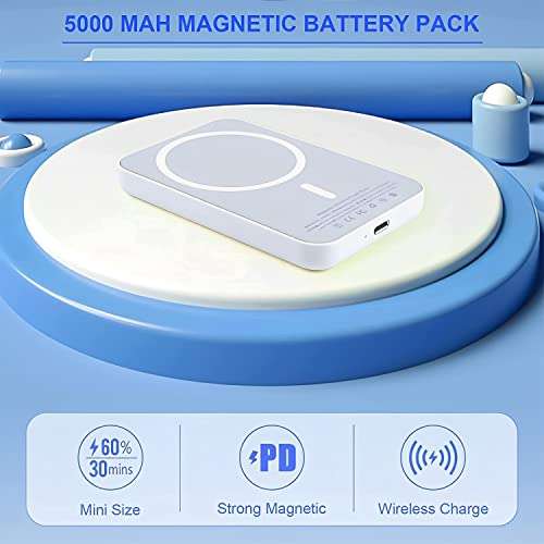 Batería Externa inalámbrica magnética de inducción mag-Safe – Compatible con iPhone 14 & 13 & 12 Pro/Pro MAX/Mini – (5000 mAh)