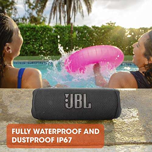JBL Altavoz Bluetooth portátil Flip 6 - Altavoz resistente al agua y al polvo IPX67, 12h de batería, negro