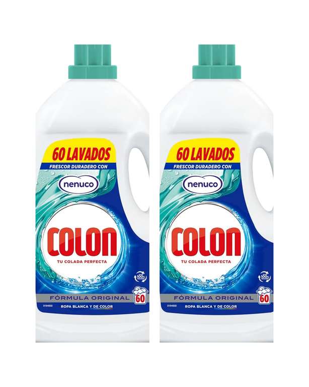 2 x Colon Nenuco - Detergente para Lavadora, adecuado para Ropa Blanca y de Color, Formato Gel - 120 Lavados